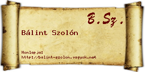 Bálint Szolón névjegykártya